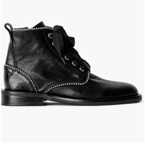 Zadig & Voltaire Black Combat Boots with Silver Detailing